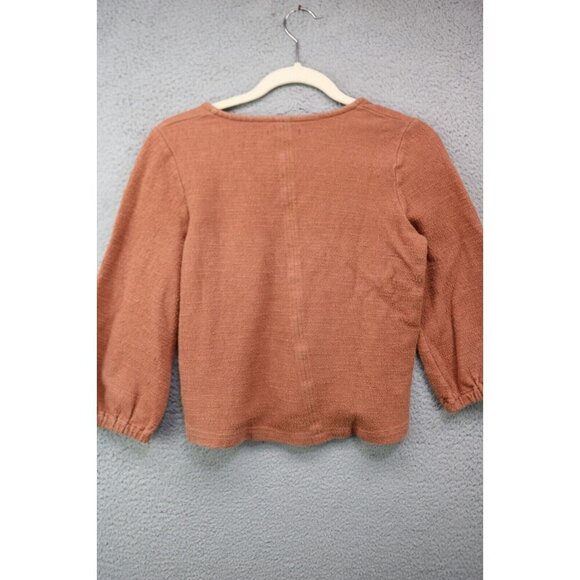 Madewell V-Neck 3/4 Puff Sleeves Cropped Top-Small-Prairie-Logenlook-Minimalist - Picture 6 of 7